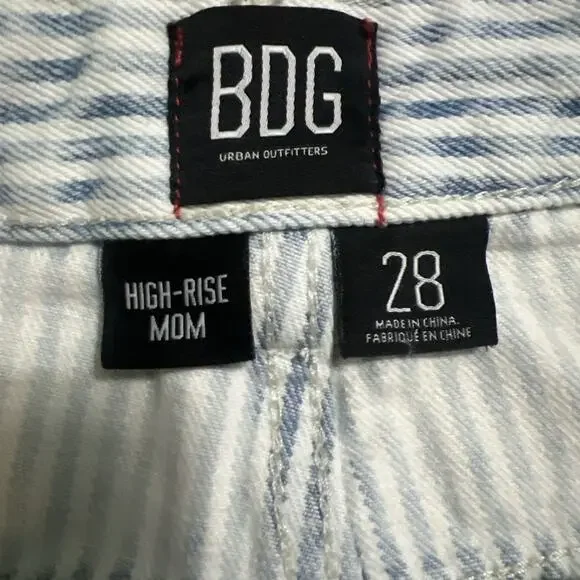 BDG Urban Outfitters Blue Stripe High Waisted Denim Shorts 28 Preppy Coastal - Picture 7 of 9